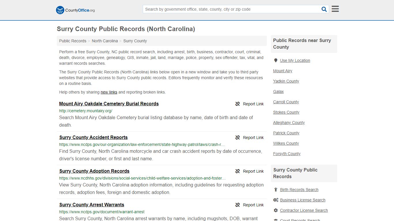 Public Records - Surry County, NC (Business, Criminal, GIS ...