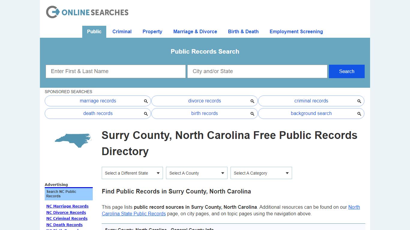 Surry County, North Carolina Public Records Directory